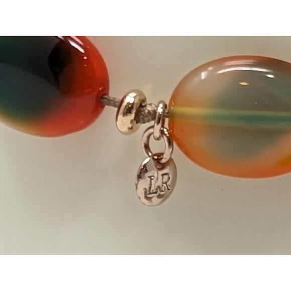 Lola Rose Bracelet Cealy Beaded Aqua Brown Orange Agate Adjustable - Picture 5 of 7